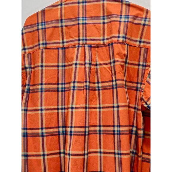 Haggar Forever New Mens L/G Orange Plaid Button-Up Shirt  Fade-Resistant Wrinkle - Picture 12 of 13